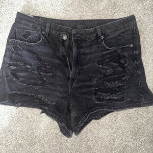 Black ripped Jean shorts, size 12
